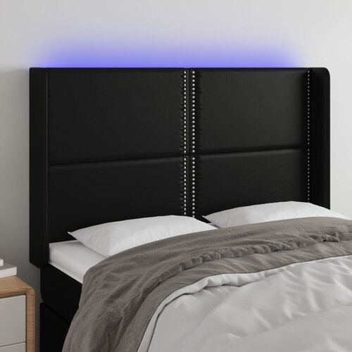  LED uzglavlje crno 147x16x118/128 cm od umjetna koža Cijene