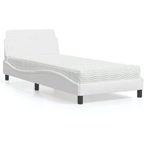 VidaXL Krevet s madracem bijeli 90 x 190 cm od umjetne kože Slike