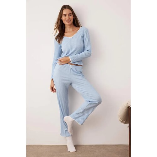 TRENDYOLMILLA Ženski set pidžame Thmaw25Pt00044, Svetloplavi Slike