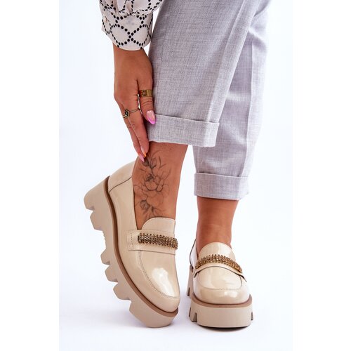 Laura Messi Fashionable Loafers On The Platform With Decoration 2600 Beige Cijene