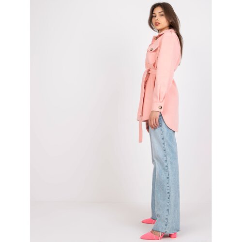 Fashion Hunters Olesia pink long shirt with a belt Slike