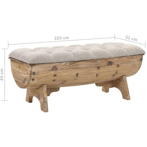 In klop za shranjevanje iz trdnega lesa in blaga 103x51x44 cm Slike
