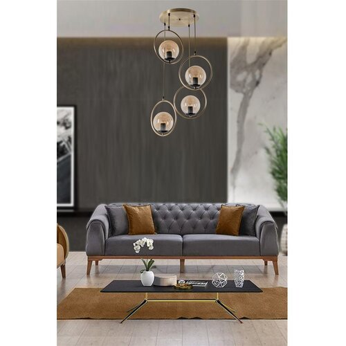 Opviq Ring 4 Lü Tepsili Bal Camlı Eskitme Sarkıt Copper Chandelier Cene