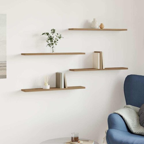 Police za knjige 4 kom boja hrasta artisan 60x10x1,5 cm drvene Slike