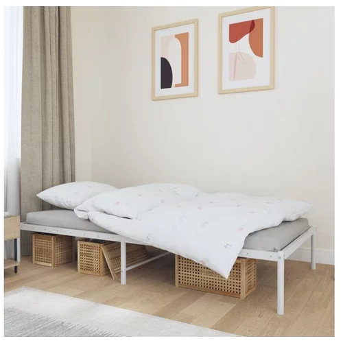  Kovinski posteljni okvir bel 90x190 cm