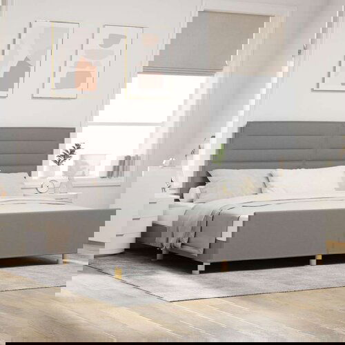  Postelja Taupe 200x200 cm Tkanina, (22052740) Slike