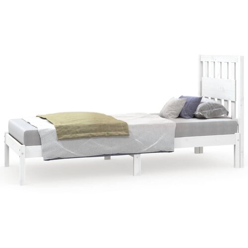 vidaXL Posteljni okvir bela trdna borovina 75x190 cm 2FT6, (20902955) Cene