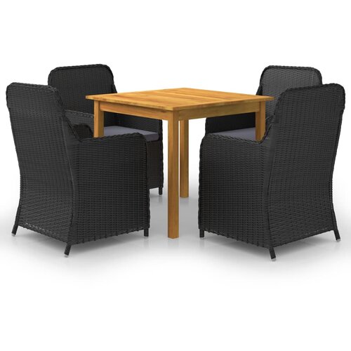  5-dijelni vrtni blagovaonski set crni Cene