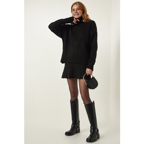  Women&amp;#039;s Black Turtleneck Sweater Skirt Knitwear Suit Slike
