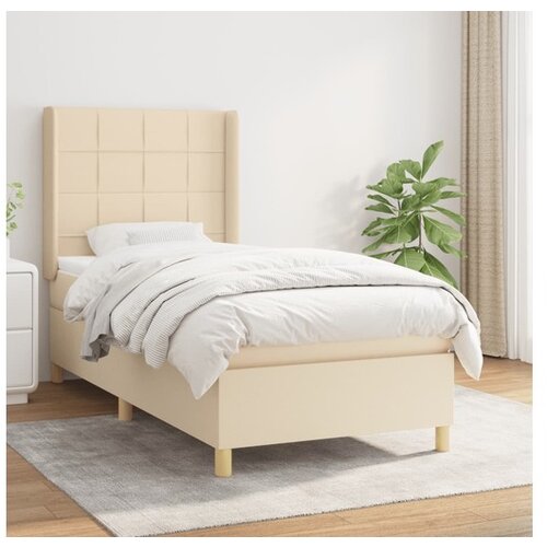 VidaXL Box spring postelja z vzmetnico krem 80x200 cm blago Slike