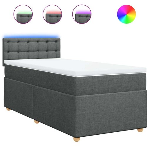 VidaXL Krevet s oprugama i madracem tamnosivi 90 x 190 cm od tkanine Slike