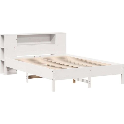 VidaXL Krevet s regalom z knjige bez madraca bijeli 120x200cm borovina Slike