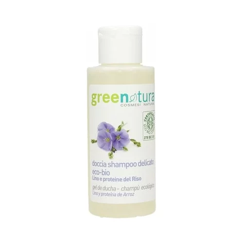 Greenatural 2v1 nežen gel za prhanje in šampon, lan in riž - 100 ml