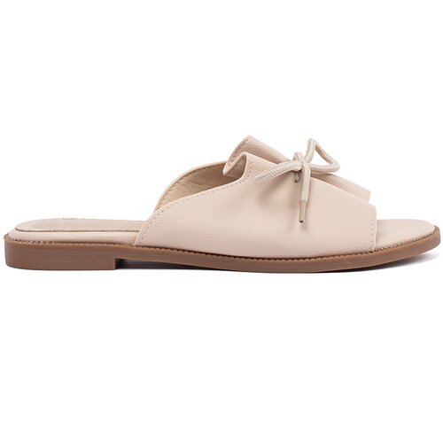 GOODIN Beige flat flip-flops with a bow Cene