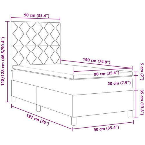 vidaXL Box Spring Krevet s madracem Tamnosmeđi Jednokrevetni Tkanina Cijene