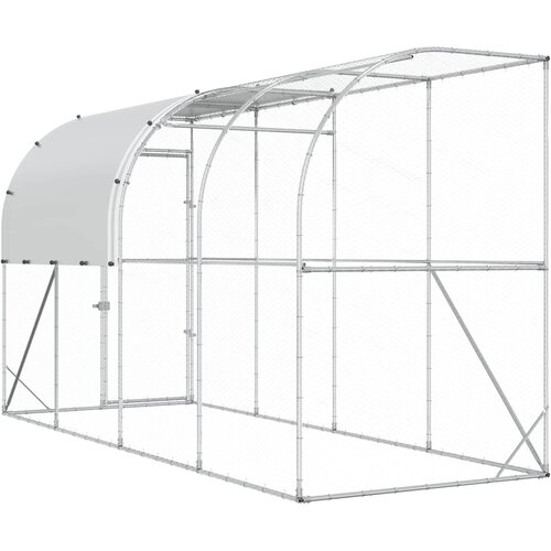  Kavez za piletinu uz zid Srebrna 400 x 100 x 215 cm Slike