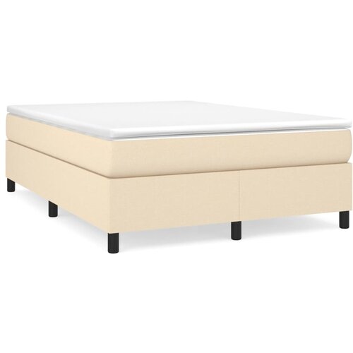 vidaXL Box spring postelja z vzmetnico krem 140x190 cm blago, (20791525) Cene