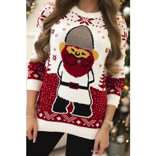 Kesi Christmas sweater with Santa Claus ecru Cene
