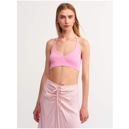Dilvin 1061 Lace-Up Knitwear Bra-Pink Slike