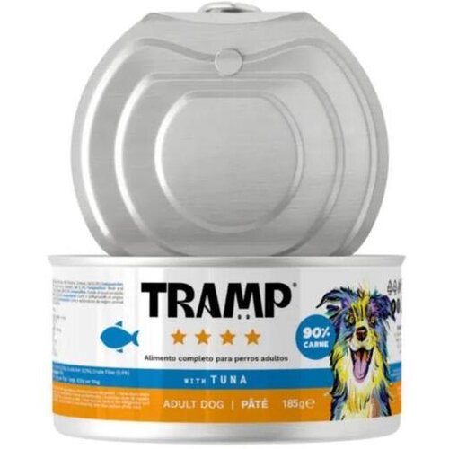 TRAMP pa&amp;scaron;teta za odrasle pse s tuno, pi&amp;scaron;čancem in govedino, 16 x 185 g Slike