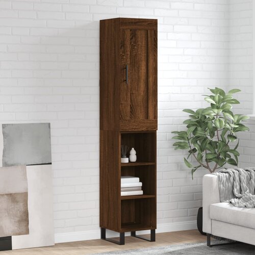VidaXL Visoka omara rjavi hrast 34,5x34x180 cm inženirski les Slike