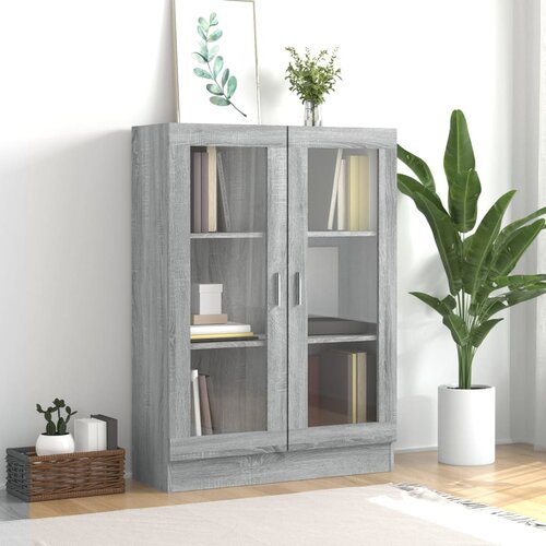 The Living Store Vitrina siva sonoma 82,5x30,5x115 cm konstruiran les - Omarica Z Vitrino, (21431738) Cene