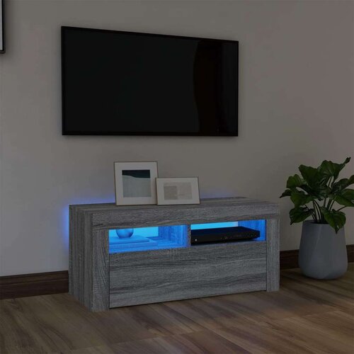 TV ormarić s LED svjetlima boja sivog hrasta sonome 90x35x40 cm Cijene