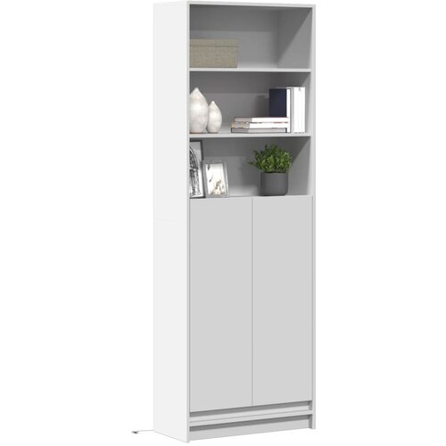 vidaXL Visoka omara z LED bela 69x32,5x200 cm inženirski les Cene