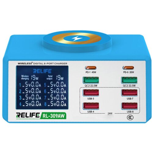  Wireless digitalni 8-portni punjač RELIFE RL-309AW Slike