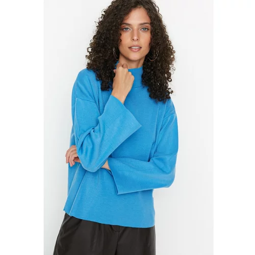 Trendyol Blue Sleeve Detailed Knitwear Sweater