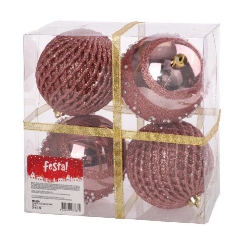 Festa Icy special, novogodišnja kugla, roze, 8cm, 4K Cene