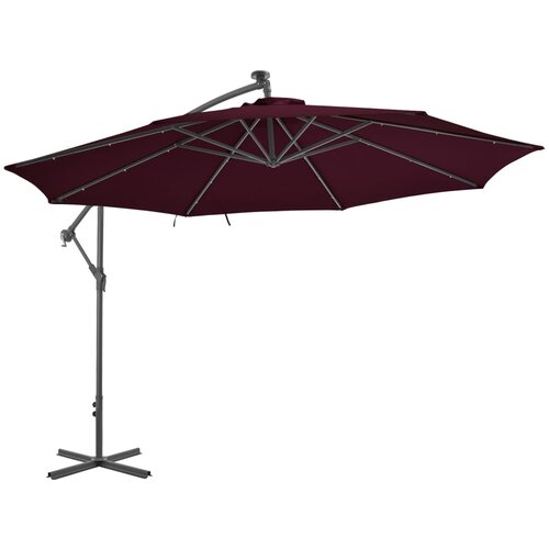  Konzolni suncobran s LED svjetlima 350 cm bordo Slike