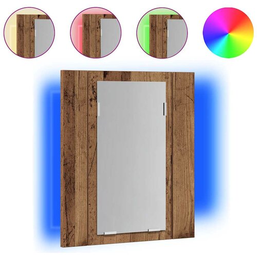  LED kupaonski ormarić s ogledalom boja hrasta 40x12x45cm drveni Smeđa Slike