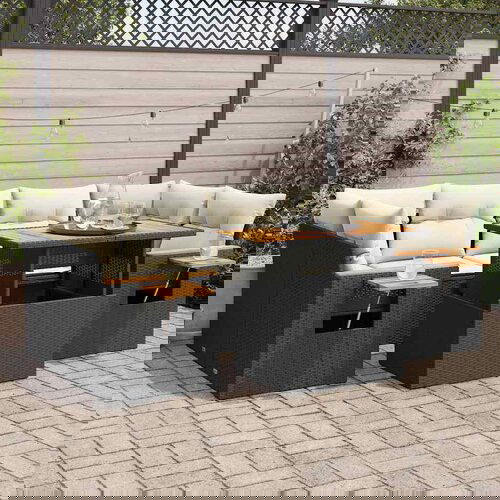 vidaXL 7-dijelni set vrtnih sofa od poliratana s jastucima crni bagrem Cijene