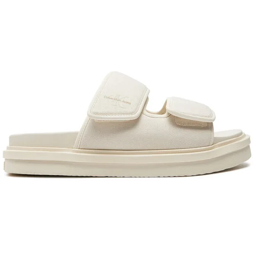 Calvin Klein Jeans Natikači Double Bar Sandal Mtl YM0YM01020 Écru