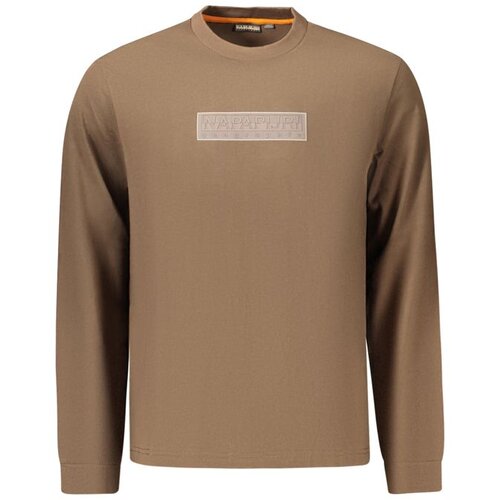 Napapijri Box Logo mu&amp;scaron;ka majica dugih rukava smeđa Slike