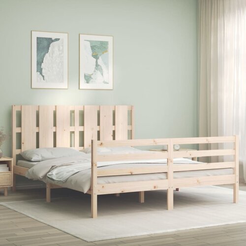 vidaXL Posteljni okvir z vzglavjem 160x200 cm trden les Cene