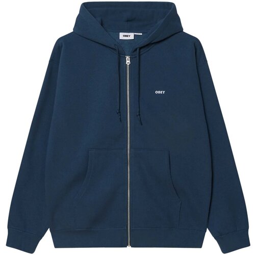 Obey Puloverji Established Works Bold Zip Hood Ii Fleece Modra Slike
