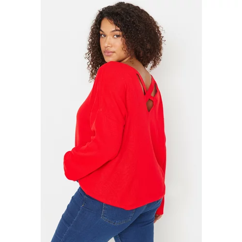 Trendyol Curve Plus Size Sweater - Red - Regular fit