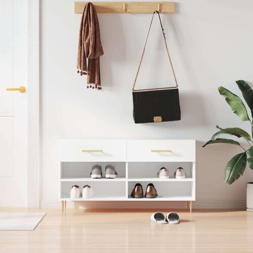 vidaXL Klupa za cipele sjajna bijela 102x35x55 cm konstruirano drvo Cene