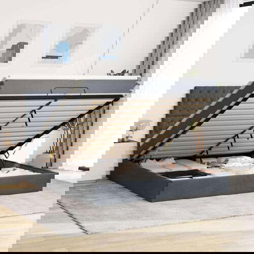 VidaXL Okvir kreveta s madracima tamnosivi 200x200cm bar&amp;scaron;unasti Slike