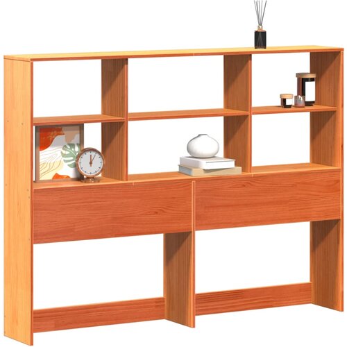 Maison Chic posteljno vzglavje - vzglavna omarica - nočna omarica s predelki vo&amp;scaron;čeno rjavo 150 cm trdna borovina, (21709102) Slike