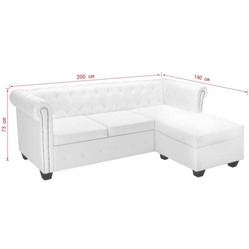 vidaXL Chesterfield kavč L oblike umetno usnje bele barve Cene