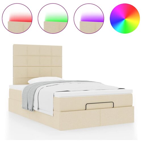 vidaXL Otomanski posteljni okvir z vzmetnico krem 120x190 cm blago, (21607846) Cene