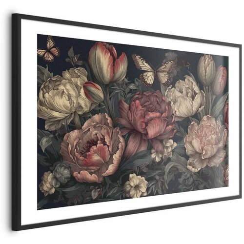  Plakat Flowers on a Turquoise Background 42x29.7 Crni okvir s margom Cijene