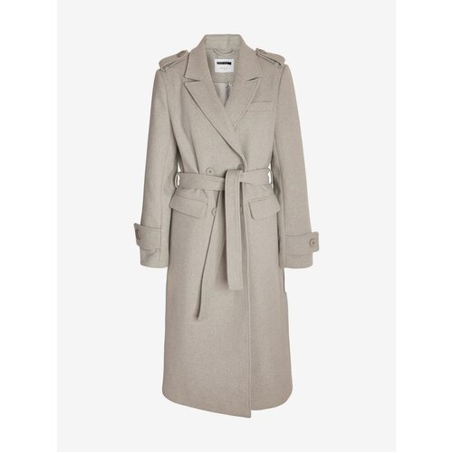 Noisy May Light grey women's brindle coat with wool Leony - Ladies Slike