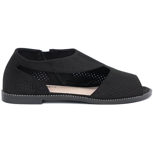 GOODIN Black openwork flat sandals Slike