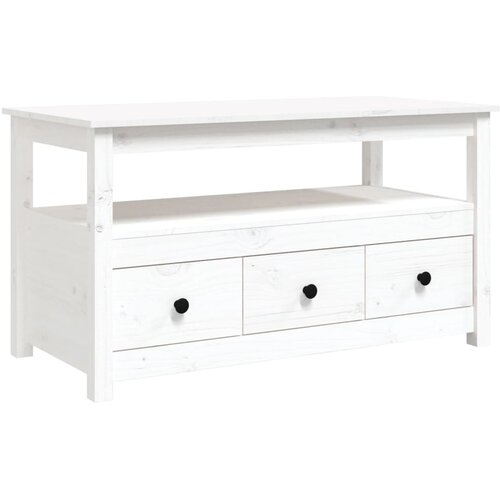 Maison Chic Klubska mizica - kavna mizica - Nizka mizica bela 102x49x55 trdna borovina, (21754204) Slike