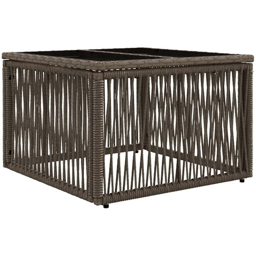 vidaXL Vrtna miza Siva in črna 55 x 55 x 37 cm PE Ratan in Steklo, (5000285891) Cene
