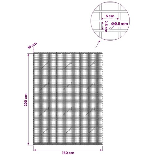  Gabion s žicom debljine 3 5 mm i mrežom 5x2 5 cm 150x10x200 cm - 10 cm 200 cm 150 cm Slike